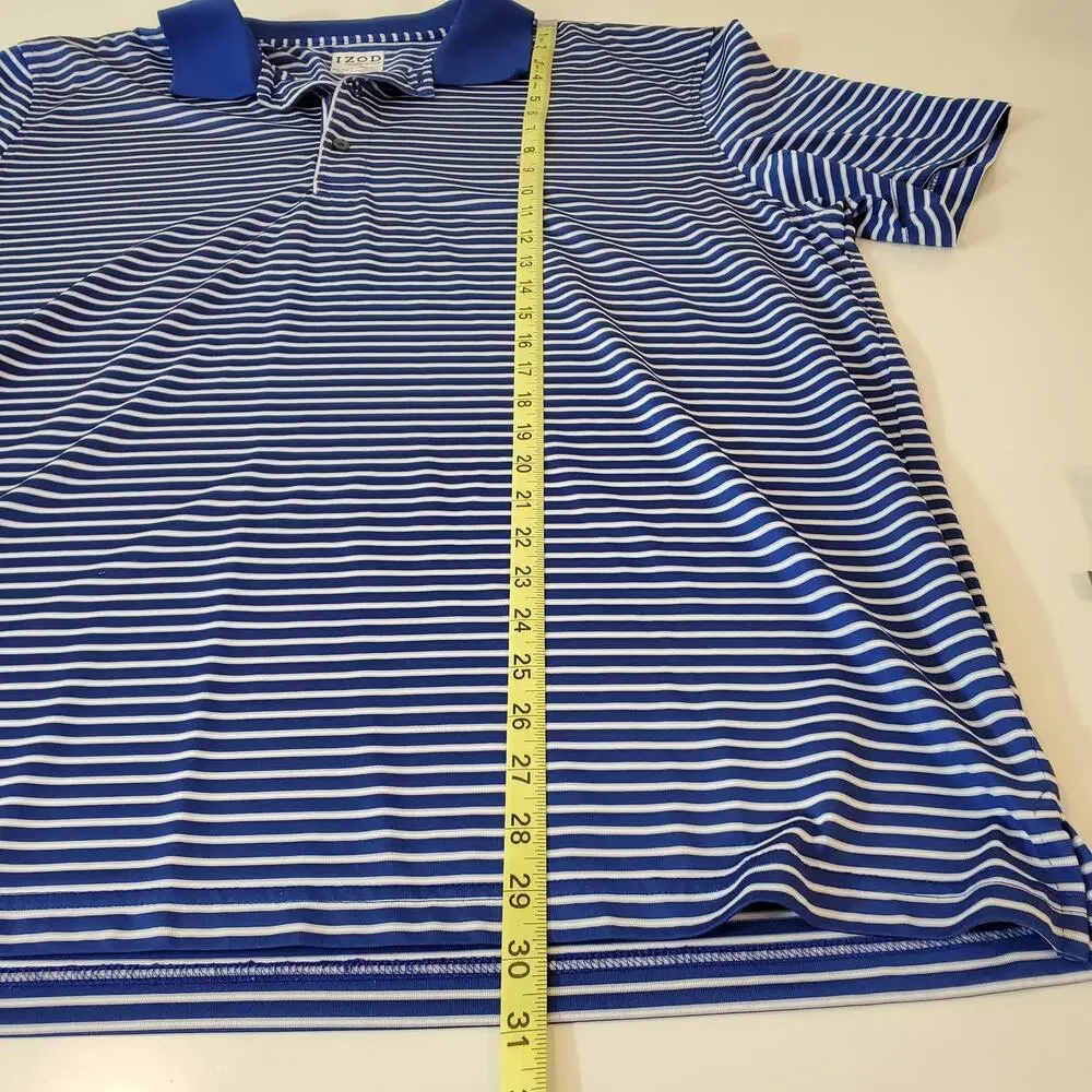 IZOD POLO GOLF SHIRT MEN'S SIZE XXL LOGO STRIPED BLUE WHITE SHORT SLEEVES CASUAL - Picture 14 of 15